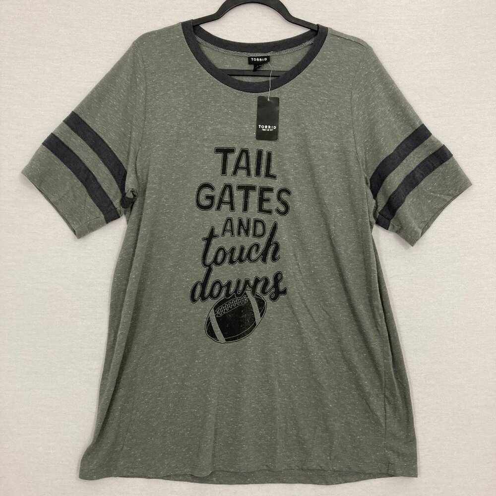 New Torrid Black Gray Touch Down Football Soft Stretch Casual Knit Top‎ 2X